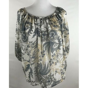 Sunset Rd Womens Shirt Shear Over Sized Short Sleeve Blouse Gray Size 10 Career